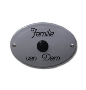 Emaille naambord met deurbel