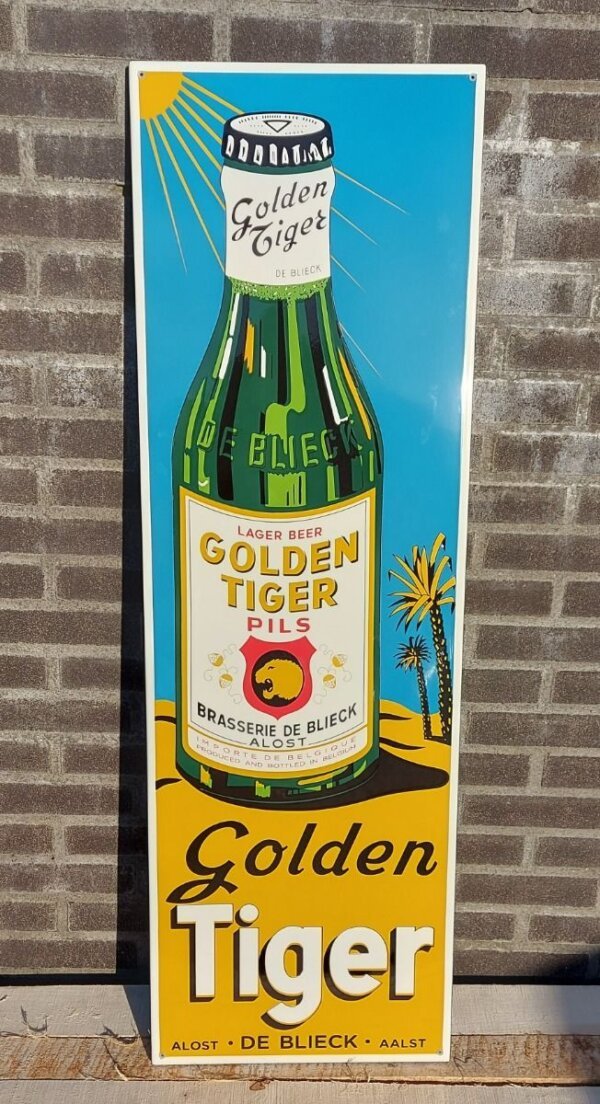 Emaille Reclamebord Golden Tiger Pils