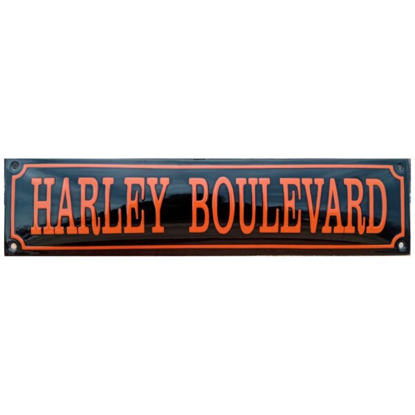 Emaille bord Harley Boulevard oranje