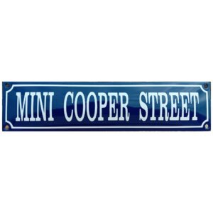 Emaille bord Mini cooper street