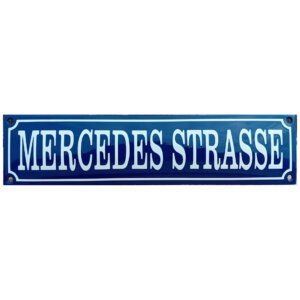 Emaille bord Mercedes strasse